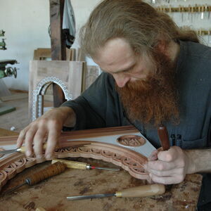 Father Dimitrije carving wood 3