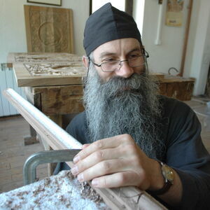 Father Avakum carving wood 1