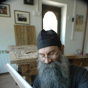Father Avakum carving wood 2