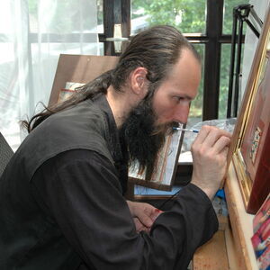 Father Ilarion painting icons 21
