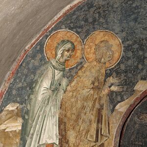 Христос се јавља двема мироносицама, детаљ