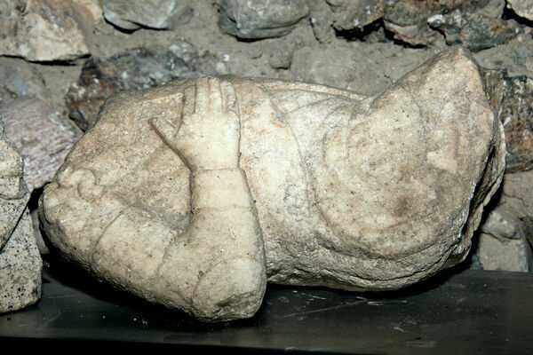 Fragment of the Marble Figure of the Serbian Emperor Dušan from the West Portal