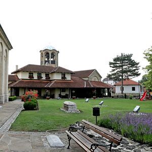 Churc yard, building of the church municipality and new bell tower