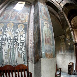 View of the north wall of the west bay and the northern choir