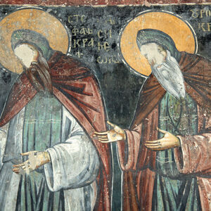 St. Simon the Monk ( King Stefan Prvovenčani) and  St. Simeon the Monk ( King Uroš I ), detail