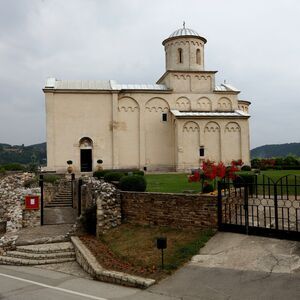 Approach and the south side of the Arilje church