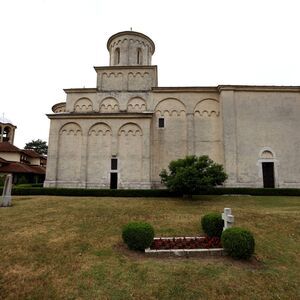 View of the yard and church of the northern side