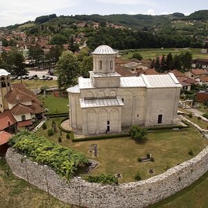 Arilje church and the northern monastery wall