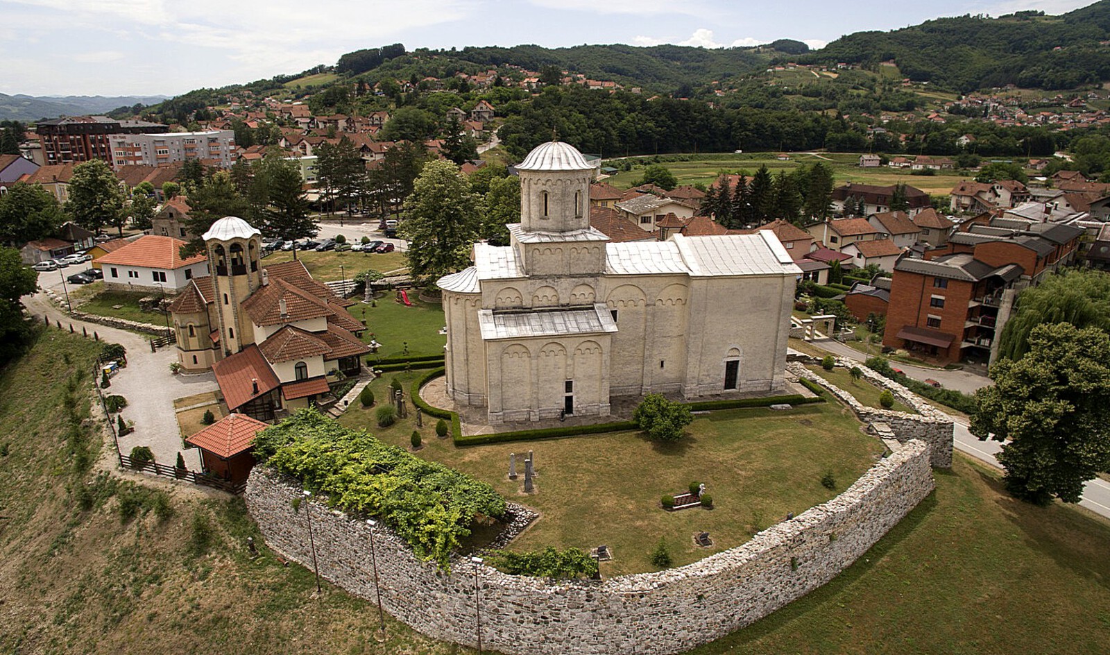 Arilje church and the northern monastery wall