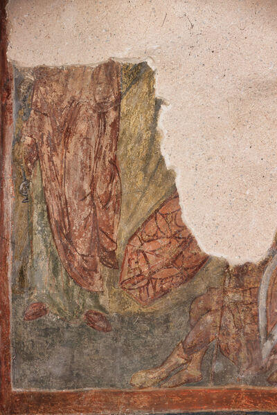 Myrrh bearers at Christ's tomb, detail