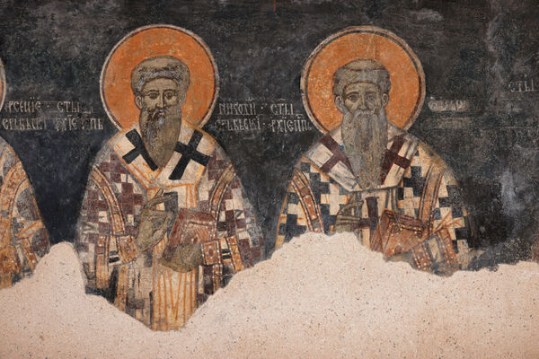 Српски архиепископ Никодим и архиепископ оштећене сигнатуре