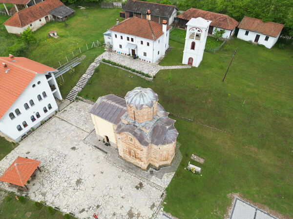 View of the monastery and church from above