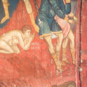 219 Hell: Angel Pushing the Sinners into the Fiery River and Rich Lazarus; Personification of Hades with the Sinners