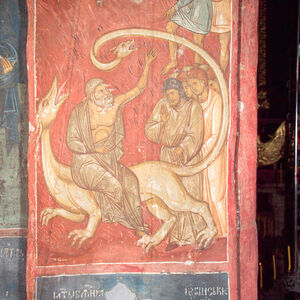 219 Hell: Angel Pushing the Sinners into the Fiery River and Rich Lazarus; Personification of Hades with the Sinners