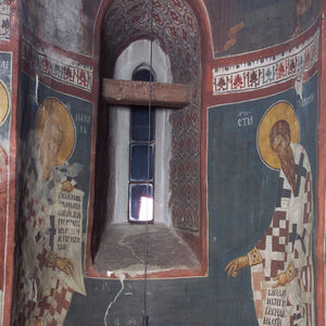 79,80,88 St. James on the left, St. Timothy on the right, and Altar Table with Amnos in the middle (a detail of the Officiating Church Fathers)