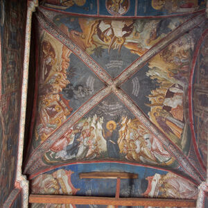 Олтарски свод са фрескама из циклуса Христових јављања по Васкрсењу