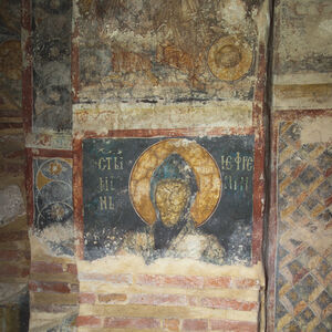 43 St. Ephrem, holding an open written scroll, damaged