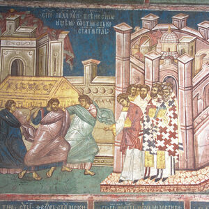 7II-18 October 18 - The translation of the Relics of St. Luke (scene)