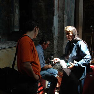 Igor Jeremic and Jen Ivancovich talk while John fiddles with the camera remote