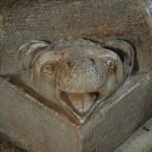 Ewe at the base of a narthex column 1