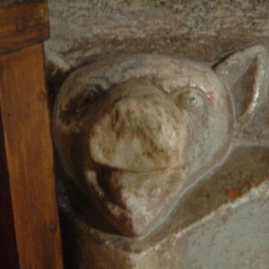 Pig at the base of a narthex column 1