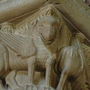 Griffins at the narthex column capital 2
