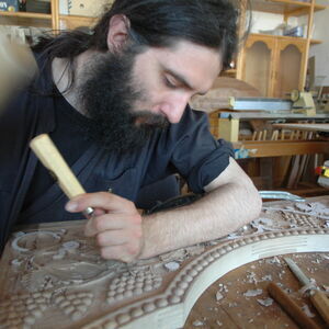 Monk carving wood 2