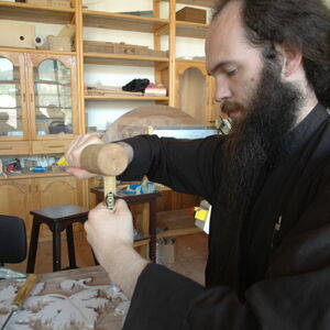 Monk carving wood 2