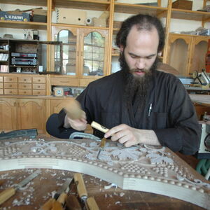 Monk carving wood 3