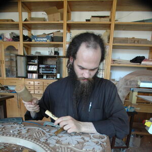 Monk carving wood 4