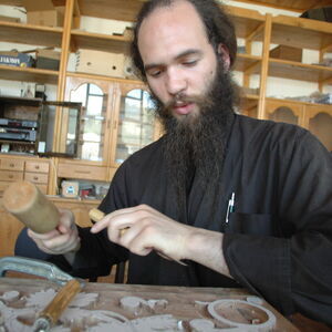 Monk carving wood 6