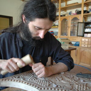 Monk carving wood 4