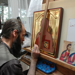 Father Ilarion painting icons 8