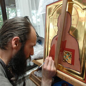 Father Ilarion painting icons 2