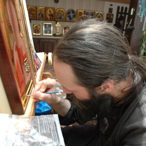 Father Ilarion painting icons 3