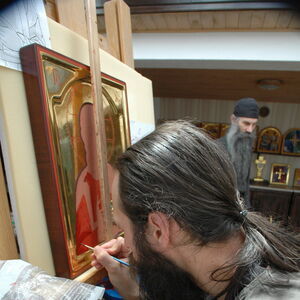 Father Ilarion painting icons 5