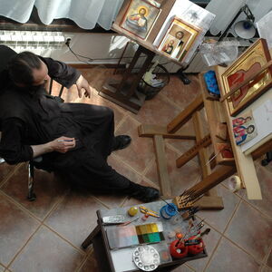 Father Ilarion painting icons 12