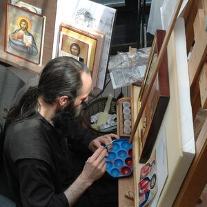 Father Ilarion painting icons 13