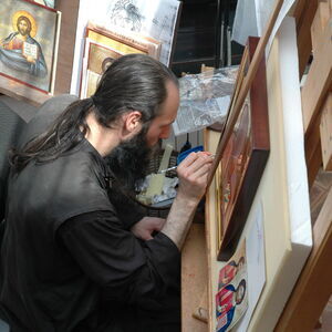 Father Ilarion painting icons 14