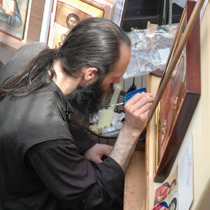 Father Ilarion painting icons 15