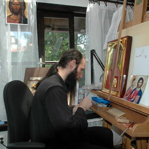 Father Ilarion painting icons 23