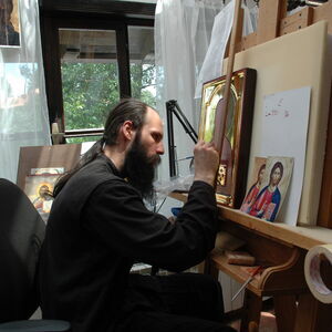 Father Ilarion painting icons 24