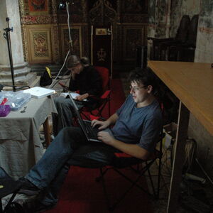 Igor processes the photos on his laptop