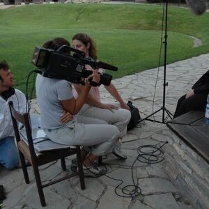 TV crew from California interviews Father Sava 2