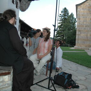 TV crew from California interviews Father Sava 3