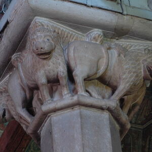 Lions at the narthex column capital 6