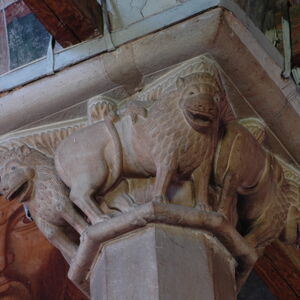 Lions at the narthex column capital 9