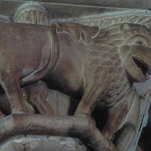 Lions at the narthex column capital 11