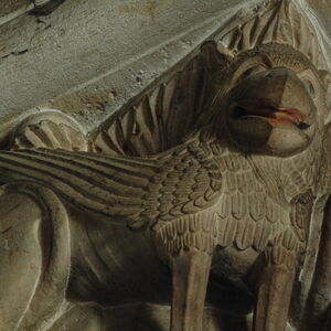 Griffins at the narthex column capital 6