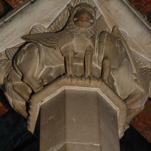 Griffins at the narthex column capital 7